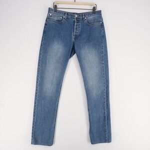 APC Petit Standard Jeans Mens 33 Blue Button Fly Slim Fit Straight Leg Stretch